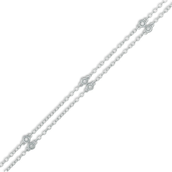 1/20 CT. T.w. Diamond Bezel-Set Station Double Strand Bracelet in 10K White Gold