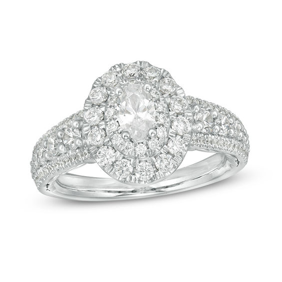 Love's Destiny by Zales 1-1/2 CT. T.w. Certified Oval Diamond Frame Engagement Ring in 14K Two-Tone Gold (I/Si2)