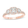 Thumbnail Image 1 of 7/8 CT. T.W. Princess-Cut Diamond Past Present Future® Frame Engagement Ring in 14K Rose Gold