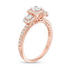 Thumbnail Image 2 of 7/8 CT. T.W. Princess-Cut Diamond Past Present Future® Frame Engagement Ring in 14K Rose Gold