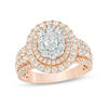 Thumbnail Image 0 of 1-1/2 CT. T.W. Certified Oval Diamond Triple Frame Engagement Ring in 14K Rose Gold (I/SI2)