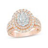 Thumbnail Image 1 of 1-1/2 CT. T.W. Certified Oval Diamond Triple Frame Engagement Ring in 14K Rose Gold (I/SI2)