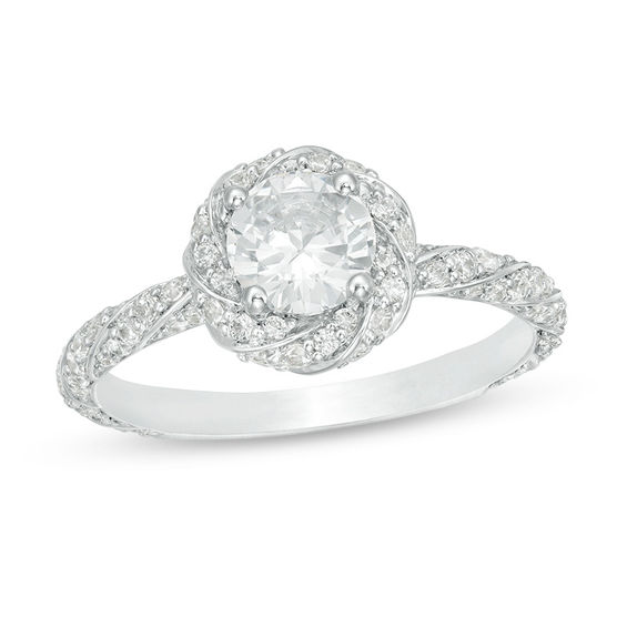 1-1/4 CT. T.w. Diamond Twist Frame Engagement Ring in 14K White Gold