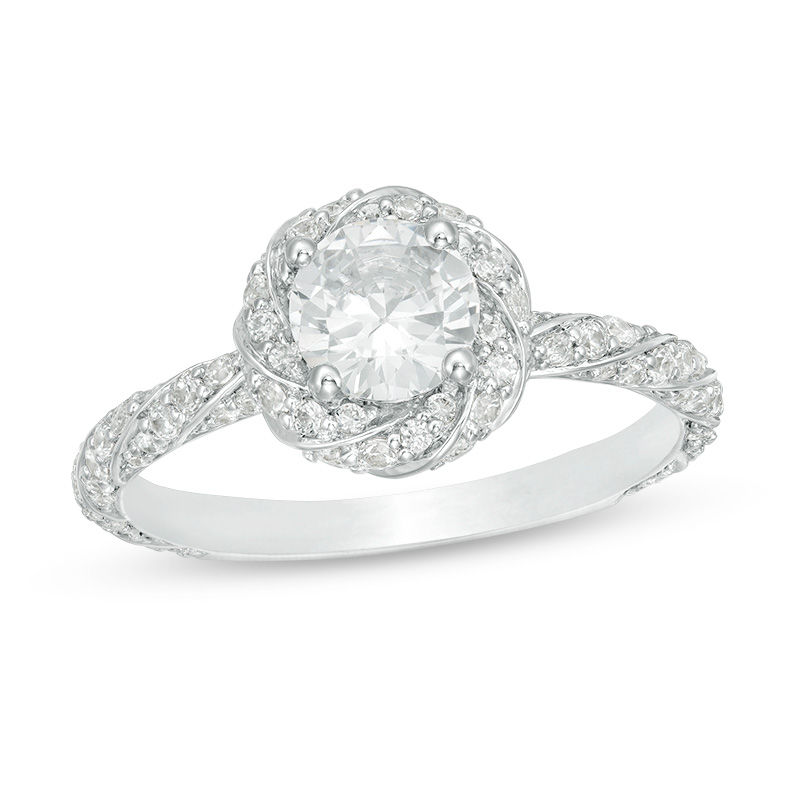 Main Image 1 of 1-1/4 CT. T.W. Diamond Twist Frame Engagement Ring in 14K White Gold