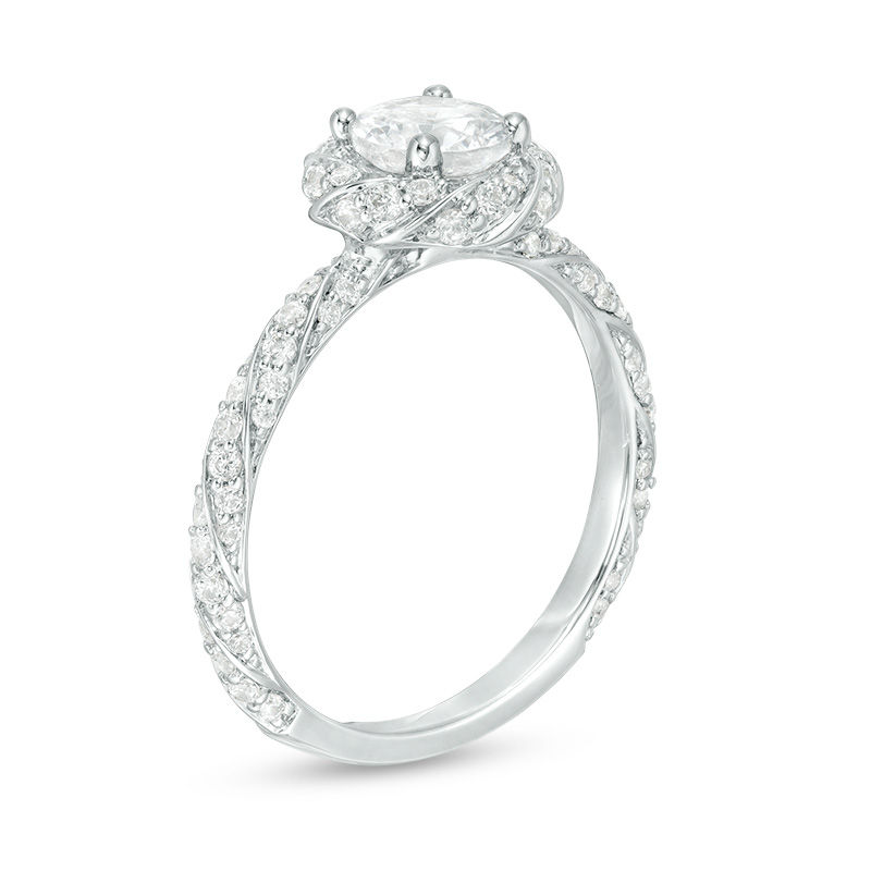 Main Image 3 of 1-1/4 CT. T.W. Diamond Twist Frame Engagement Ring in 14K White Gold