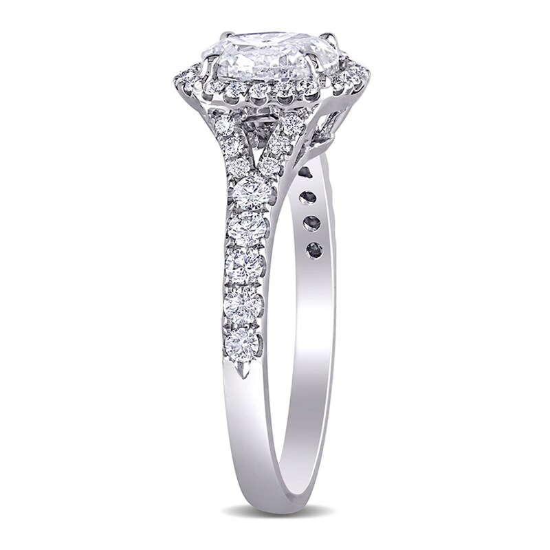 Main Image 3 of 1-1/2 CT. T.W. Oval Diamond Frame Engagement Ring in 14K White Gold (H/SI2)