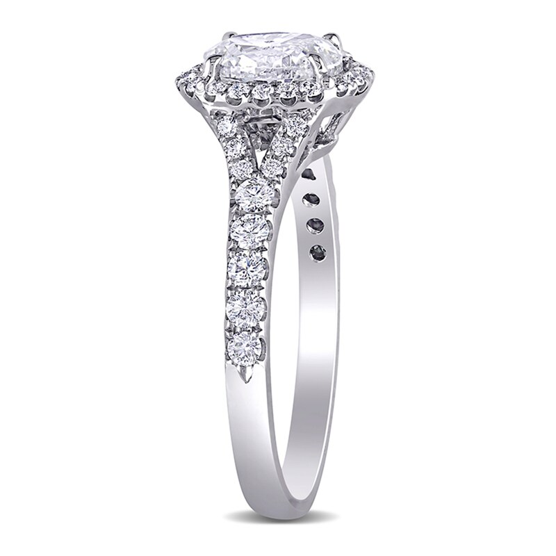 1-1/2 CT. T.W. Oval Diamond Frame Engagement Ring in 14K White Gold (H/SI2)