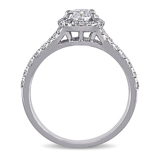 1-1/2 CT. T.W. Oval Diamond Frame Engagement Ring in 14K White Gold (H ...