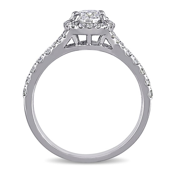 1-1/2 CT. T.w. Oval Diamond Frame Engagement Ring 14K White Gold (H/Si2)