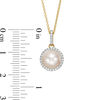 Thumbnail Image 2 of 8.0-8.5mm Akoya Cultured Pearl and 1/8 CT. T.W. Diamond Frame Drop Pendant in 14K Gold