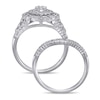 1/4 CT. T.W. Composite Diamond Vintage-Style Scallop Frame Bridal Set in Sterling Silver