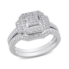 Thumbnail Image 0 of 1/4 CT. T.W. Princess-Cut Composite Diamond Art Deco Bridal Set in Sterling Silver