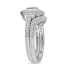 Thumbnail Image 2 of 1/4 CT. T.W. Princess-Cut Composite Diamond Art Deco Bridal Set in Sterling Silver