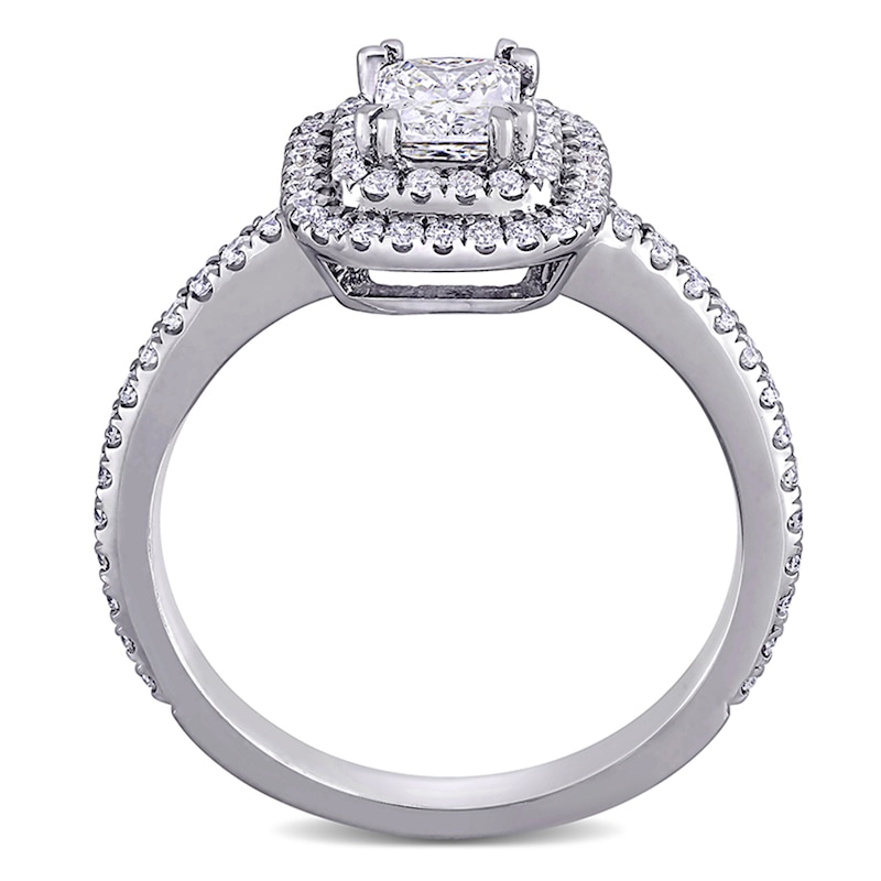 1 CT. T.W. Radiant-Cut Diamond Double Frame Engagement Ring in 14K White Gold (H/VS2)
