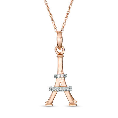 Platinum Plated Eiffel Tower Pendant Necklace with Crystals UK