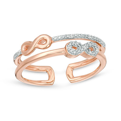14k Diamond X Infinity Ring Band Rose Gold Yellow Gold Stackable Free Form