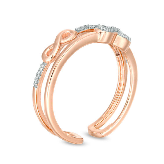 Diamond Accent Alternating Infinity Stacked Open Ring in Sterling Silver with 14K Rose Gold Plate Diamond Accent Alternating Infinity Stacked Open Ring in Sterling Silver with 14K Rose Gold Plate