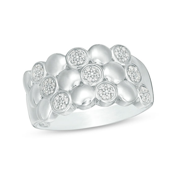 1/6 CT. T.W. Diamond and Circle Multi-Row Ring in Sterling Silver 1/6 CT. T.W. Diamond and Circle Multi-Row Ring in Sterling Silver