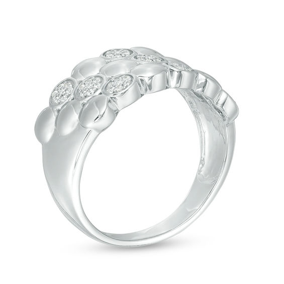 1/6 CT. T.W. Diamond and Circle Multi-Row Ring in Sterling Silver 1/6 CT. T.W. Diamond and Circle Multi-Row Ring in Sterling Silver