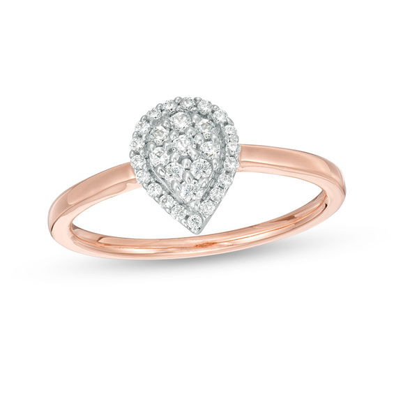 1/5 CT. T.W. Pear-Shaped Composite Diamond Frame Ring in 10K Rose Gold 1/5 CT. T.W. Pear-Shaped Composite Diamond Frame Ring in 10K Rose Gold