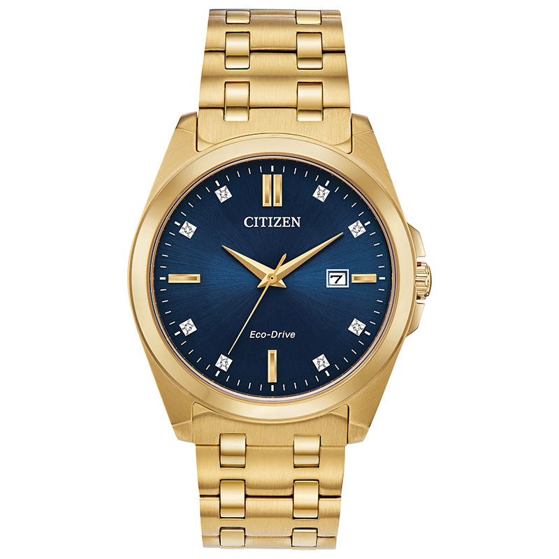 Men's Citizen Eco-Drive® Corso Diamond Accent Gold-Tone Watch with Blue  Dial (Model: BM7103-51L) | Zales