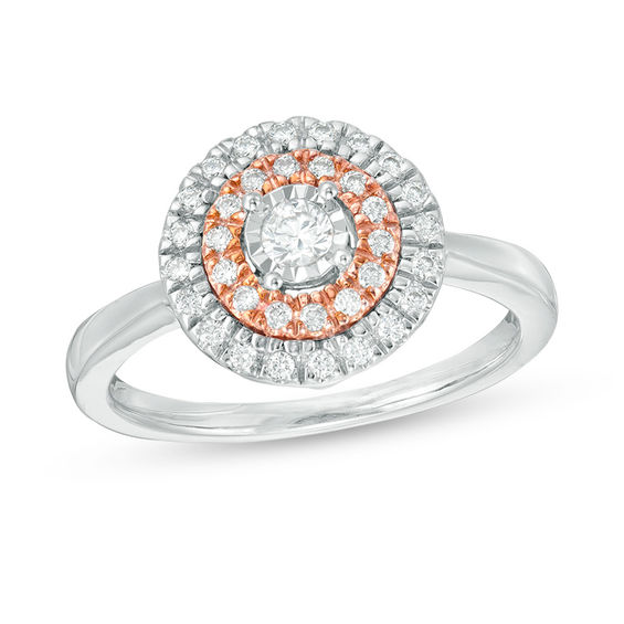 1/2 CT. T.W. Diamond Double Frame Ring in 10K Two-Tone Gold 1/2 CT. T.W. Diamond Double Frame Ring in 10K Two-Tone Gold