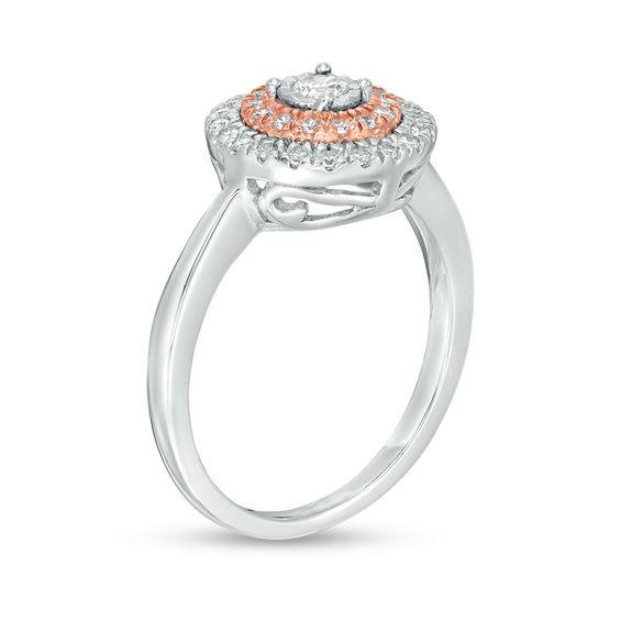 1/2 CT. T.W. Diamond Double Frame Ring in 10K Two-Tone Gold 1/2 CT. T.W. Diamond Double Frame Ring in 10K Two-Tone Gold