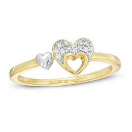 1/20 CT. T.W. Diamond Triple Heart Ring in Sterling Silver with 10K Gold Plate