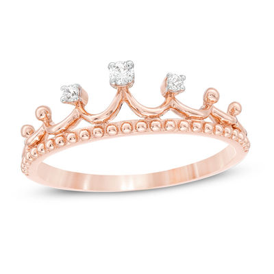 Dainty 14k Rose Gold Blue Sapphire and Diamond Tiara Charm Crown Pendant Necklace Dainty 14k Rose Gold Blue Sapphire and Diamond Tiara Charm Crown Pendant Necklace