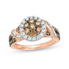 Thumbnail Image 1 of 1 CT. T.W. Champagne and White Composite Diamond Crossover Ring in 10K Rose Gold