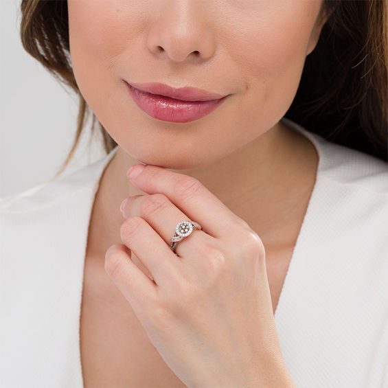 1/2 CT. T.w. Champagne and White Composite Diamond Bypass Ring in 10K Rose Gold