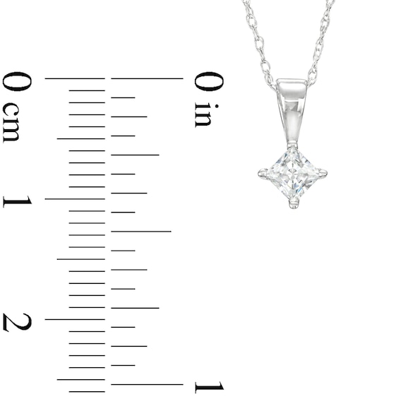 1/4 CT. Certified Princess-Cut Diamond Solitaire Pendant in 14K White Gold (I/I1)