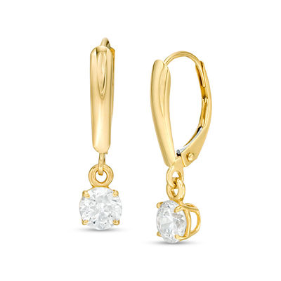 3.20 CT BRILLIANT ROUND CUT Simulated Diamond Solitaire DROP DANGLE LEVERBACK EARRINGS 14K Rose GOLD