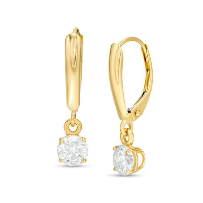 Earrings made of yellow 14K gold - glistening grain diamond in clear colour  | Jewelry Eshop