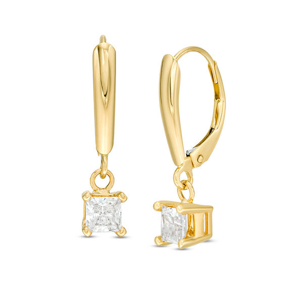 3/4 CT. T.W. Certified Princess-Cut Diamond Solitaire Leverback Earrings in 14K Gold(I/VS2) 3/4 CT. T.W. Certified Princess-Cut Diamond Solitaire Leverback Earrings in 14K Gold(I/VS2)