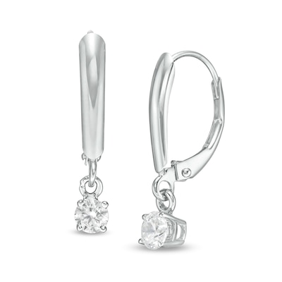 14K White Gold Alexandrite Lab Created Dangle Heart LeverBack Earrings 2ct