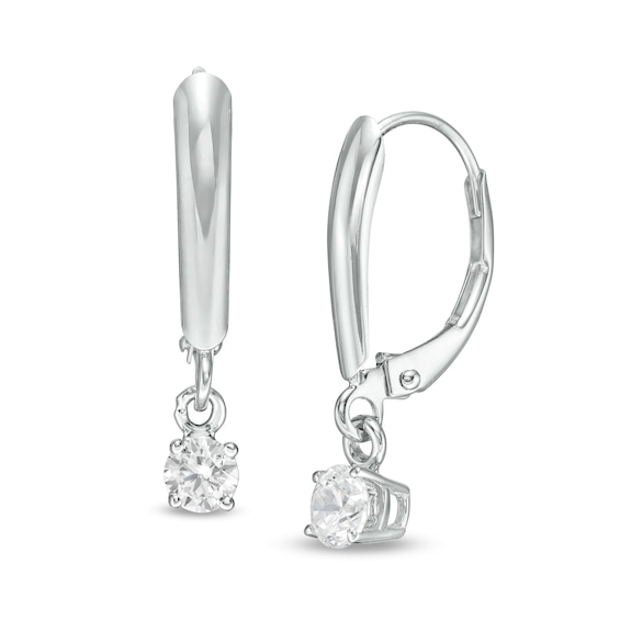 1/2 CT. T.W. Certified Diamond Solitaire Leverback Earrings in 14K White Gold (I/VS2) 1/2 CT. T.W. Certified Diamond Solitaire Leverback Earrings in 14K White Gold (I/VS2)