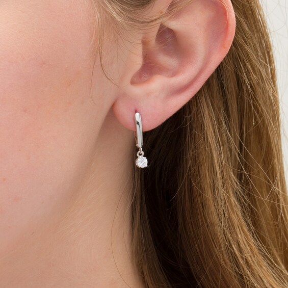 1/2 CT. T.W. Certified Diamond Solitaire Leverback Earrings in 14K White Gold (I/VS2) 1/2 CT. T.W. Certified Diamond Solitaire Leverback Earrings in 14K White Gold (I/VS2)