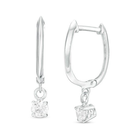 1/4 CT. T.W. Certified Diamond Solitaire Drop Hoop Earrings in 14K White Gold (I/VS2) 1/4 CT. T.W. Certified Diamond Solitaire Drop Hoop Earrings in 14K White Gold (I/VS2)