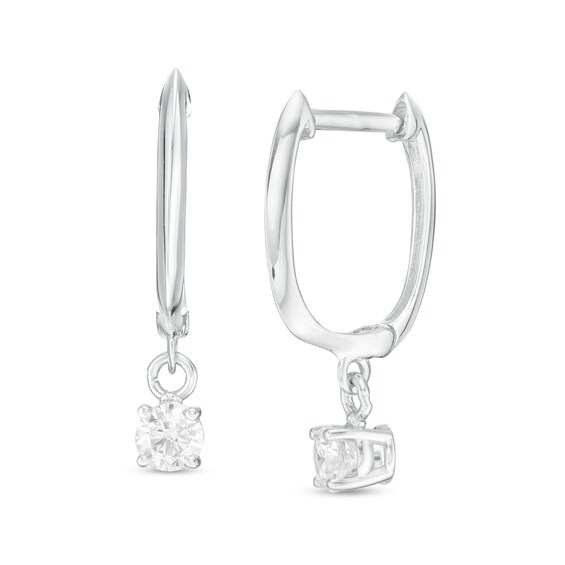 1/3 CT. T.W. Certified Diamond Solitaire Drop Hoop Earrings in 14K White Gold (I/VS2) 1/3 CT. T.W. Certified Diamond Solitaire Drop Hoop Earrings in 14K White Gold (I/VS2)