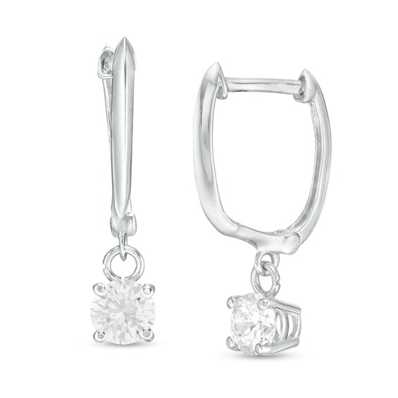 3/4 CT. T.W. Certified Diamond Solitaire Drop Hoop Earrings in 14K White Gold (I/VS2) 3/4 CT. T.W. Certified Diamond Solitaire Drop Hoop Earrings in 14K White Gold (I/VS2)