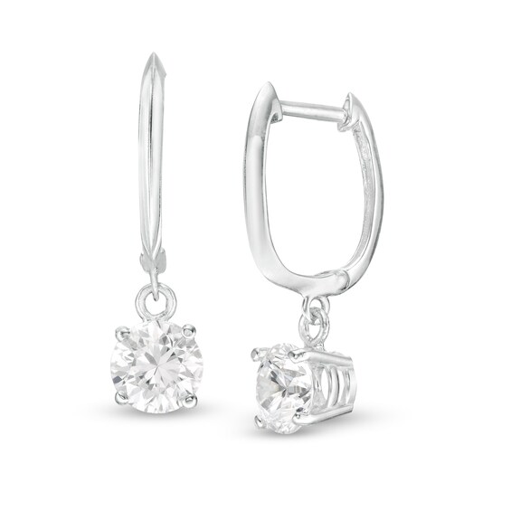 1-3/8 CT. T.W. Certified Diamond Solitaire Drop Hoop Earrings in 14K White Gold (I/VS2) 1-3/8 CT. T.W. Certified Diamond Solitaire Drop Hoop Earrings in 14K White Gold (I/VS2)