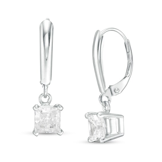 1-3/8 CT. T.W. Certified Princess-Cut Diamond Solitaire Leverback Earrings in 14K White Gold (I/VS2) 1-3/8 CT. T.W. Certified Princess-Cut Diamond Solitaire Leverback Earrings in 14K White Gold (I/VS2)