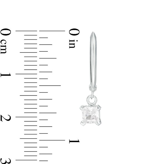 1/2 CT. T.W. Certified Princess-Cut Diamond Solitaire Drop Hoop Earrings in 14K White Gold (I/VS2) 1/2 CT. T.W. Certified Princess-Cut Diamond Solitaire Drop Hoop Earrings in 14K White Gold (I/VS2)