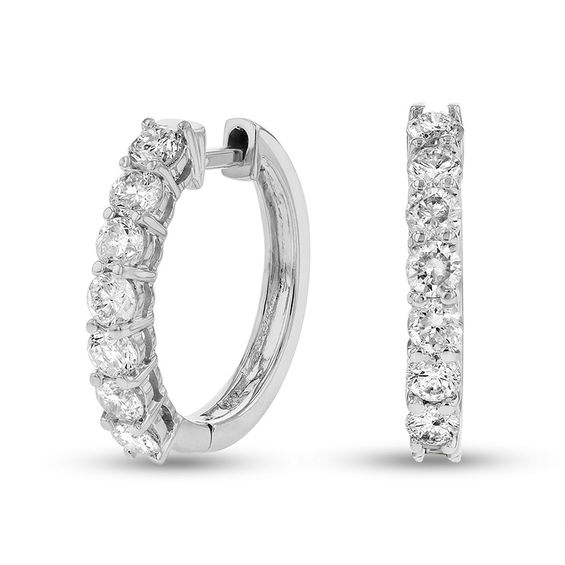 1 CT. T.w. Diamond Huggie Hoop Earrings in 14K White Gold