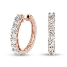1 CT. T.W. Diamond Huggie Hoop Earrings in 14K Rose Gold