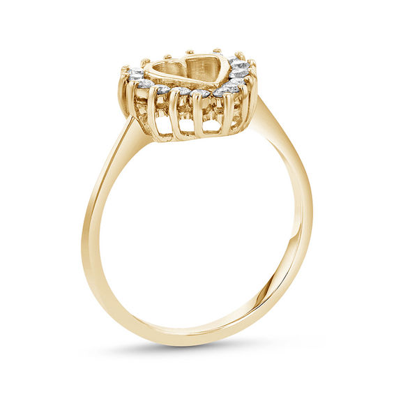 1/4 CT. T.w. Diamond Sunburst Heart Outline Promise Ring in 14K Gold