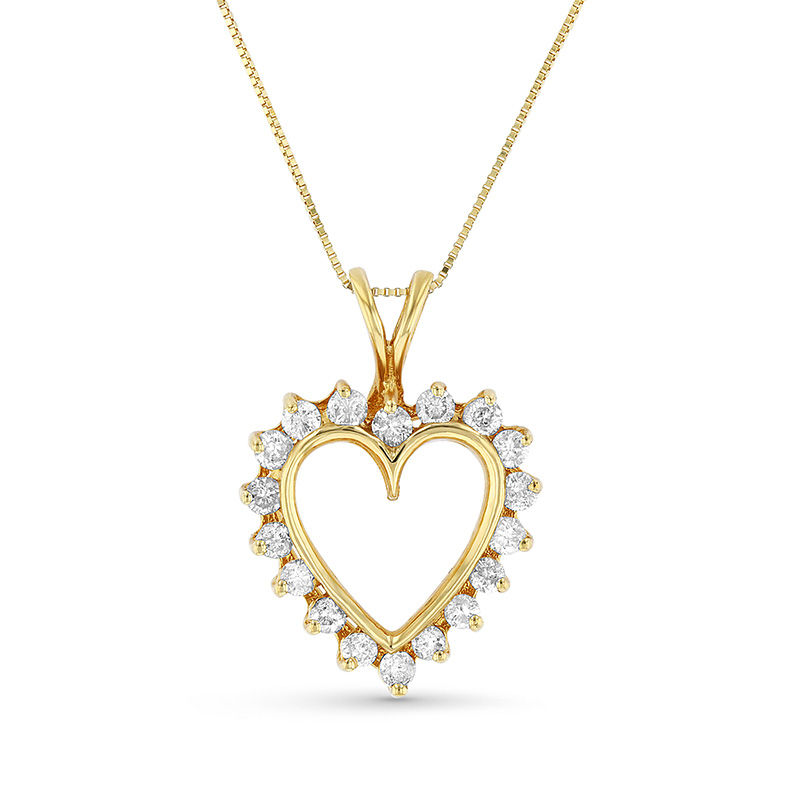 1 CT. T.W. Diamond Sunburst Heart Outline Pendant in 14K Gold