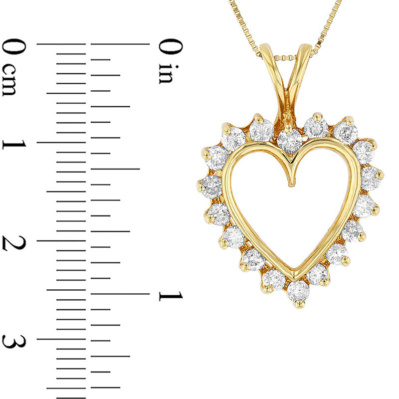 Main Image 2 of 1 CT. T.W. Diamond Sunburst Heart Outline Pendant in 14K Gold
