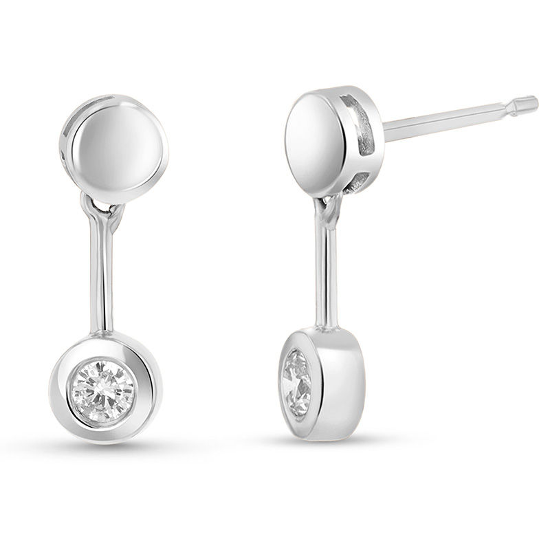 1/4 CT. T.W. Diamond Bezel-Set Solitaire Pendulum Drop Earrings in 14K White Gold